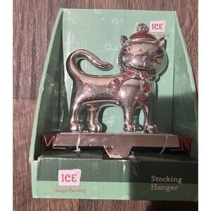 Christmas Stocking Cat-Shaped Metal Hook With Glittery Accents Décor